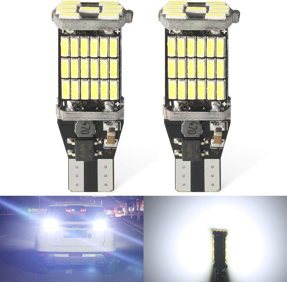 Xinfok 2PCS T15 W16W 921 Super Bright High Power 45 SMD 4014 LED Canbus No ERROR Car Backup Reserve Lights Bulb Brake Lamp Xenon White