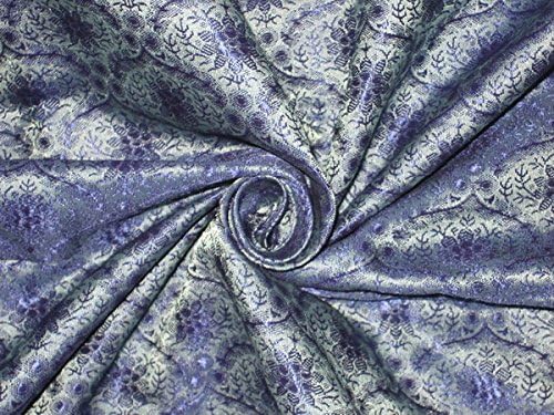 Silk Brocade Fabric Dark & Light Blue 44"BRO138[3] by The Yard