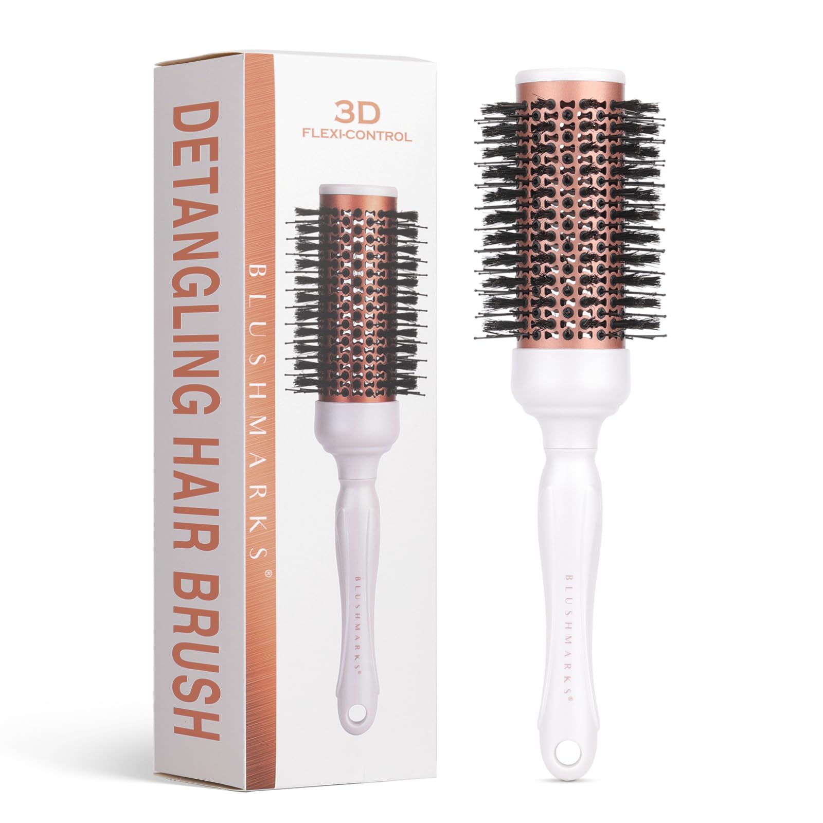 Photo 1 of BLUSHMARKS Round Blowout Hair Brush with Boar & Nylon Bristles, Vented Barrel Brush for Quick Drying & Volume, Hair Roller Brushes for Curly, Thick, Styling Brushes for Women & Girls