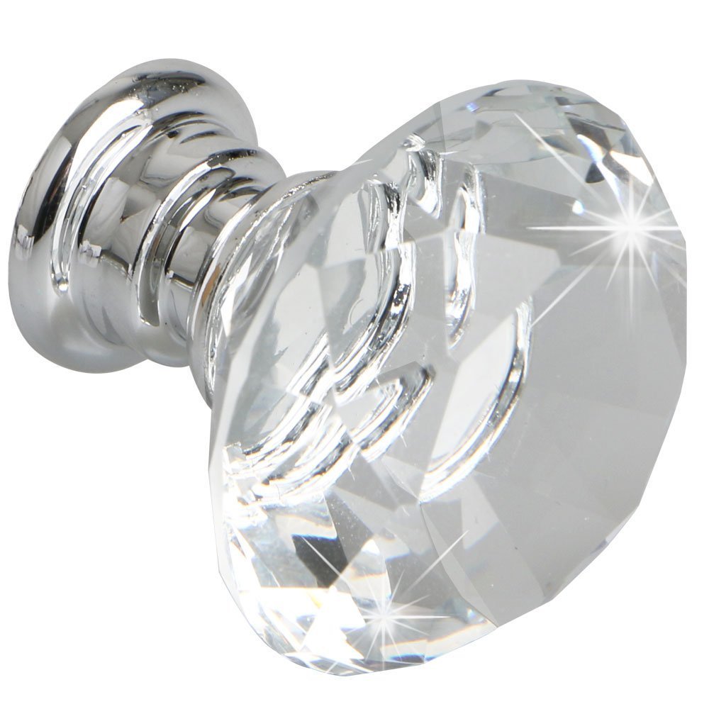 EEEKit 12-pack Crystal Glass Cabinet Knobs 30mm Diamond Shape Drawer Kitchen Cabinets Dresser Cupboard Wardrobe Pulls Handles