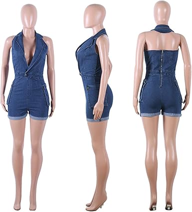 womens denim playsuit