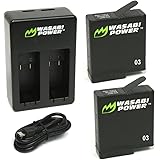 Wasabi Power Battery (2-Pack) & Dual Charger for GoPro HERO5, HERO 5 Black (v03 for Firmware v01.55, v01.57, v02.00 and All Future Updates)