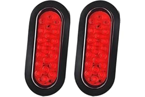 Yanchaofeiauto 6" Oval Red LED Trailer Lights Kit 2PCS 22 LEDS IP68 Waterproof Stop/Turn/Brake Tail Lights Compatible with Tr