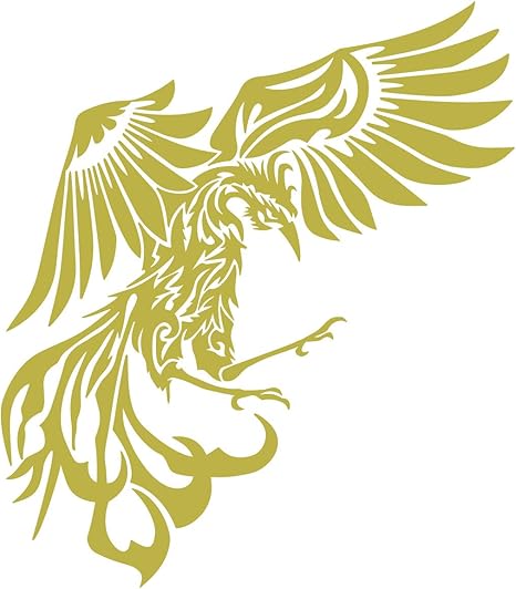 Amazon カッティングステッカー 鳳凰 不死鳥 フェニックス Phoenix トライバル 右 160mmx140mm ゴールド 金 ステッカー デカール 車 バイク