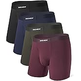 DAVID ARCHY Men's Underwear Seamless Boxer Briefs Breathable Moisture-Wicking Bamboo Rayon 4 Pack