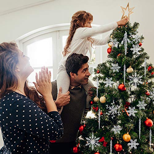 VGOODALL Christmas Snowflake Decorations, 41 PCS Icicles Ornaments Set Clear Snowflake Acrylic Christmas Ornaments for Christmas Tree Santa Outdoor Party Decoration Craft Projects