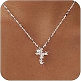 BBV Cross Necklace for Women Dainty Gold Plated O-Link Chain with CZ Heart Cross Pendant Non-Tarnish Trendy Minimalist Choker Necklace Easter Christian Baptism Faith Jewelry Gift