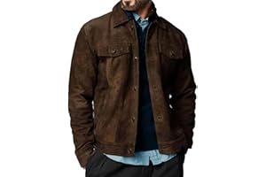 Men's Suede Leather Jacket Real Lambskin Suede Casual Leather Jackets For Men Suede Trucker Coat for Mens