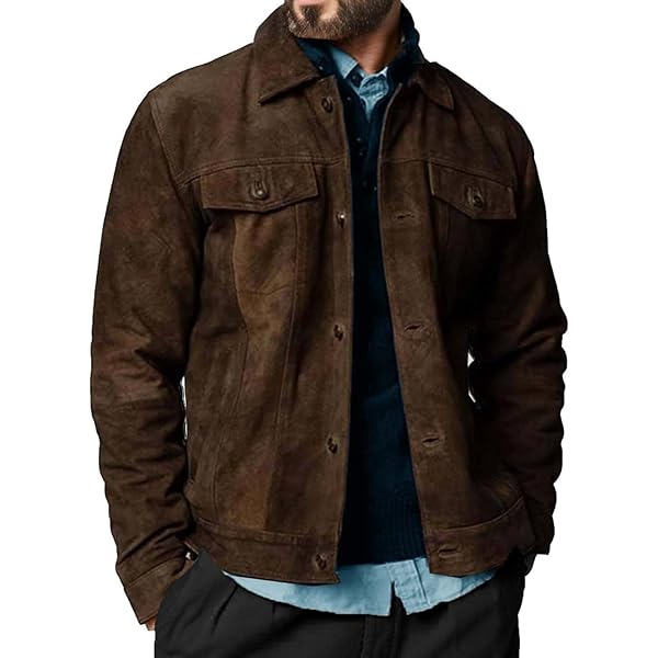 Muscularfit Faux Leather Long Trench Coats Men Vintage Suede