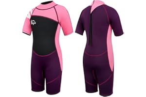 Yikayin Kids Shorty Wetsuit, 2.5mm Wetsuit Shortie for Boys Girls, Neoprene Thermal Swimsuit Diving Suit with Back Zip for Su