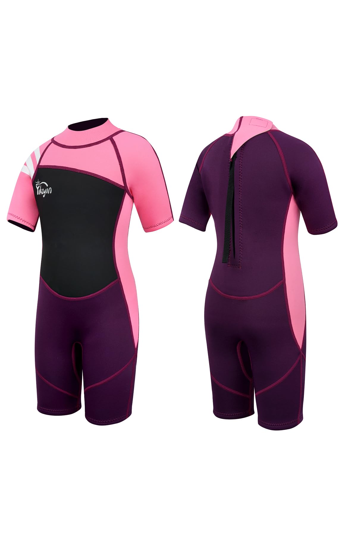 Yikayin Kids Wetsuit Shortie, 2.5mm Shorty Wetsuit for Boys Girls, Neoprene Thermal UV Swimsuit with Back Zip for Swimming Lessons Diving Surfing Snorkeling