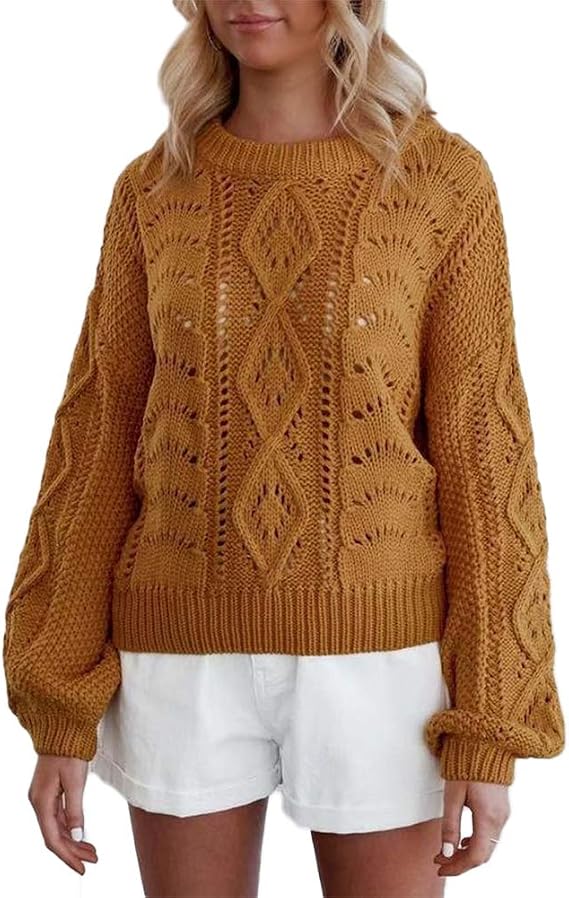 women's yellow crew neck sweater