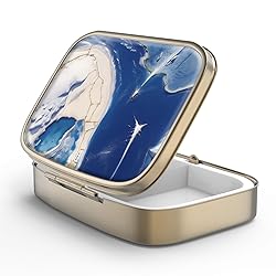 Pill Case Pill Box with Mirror Retro 2 Compartment
