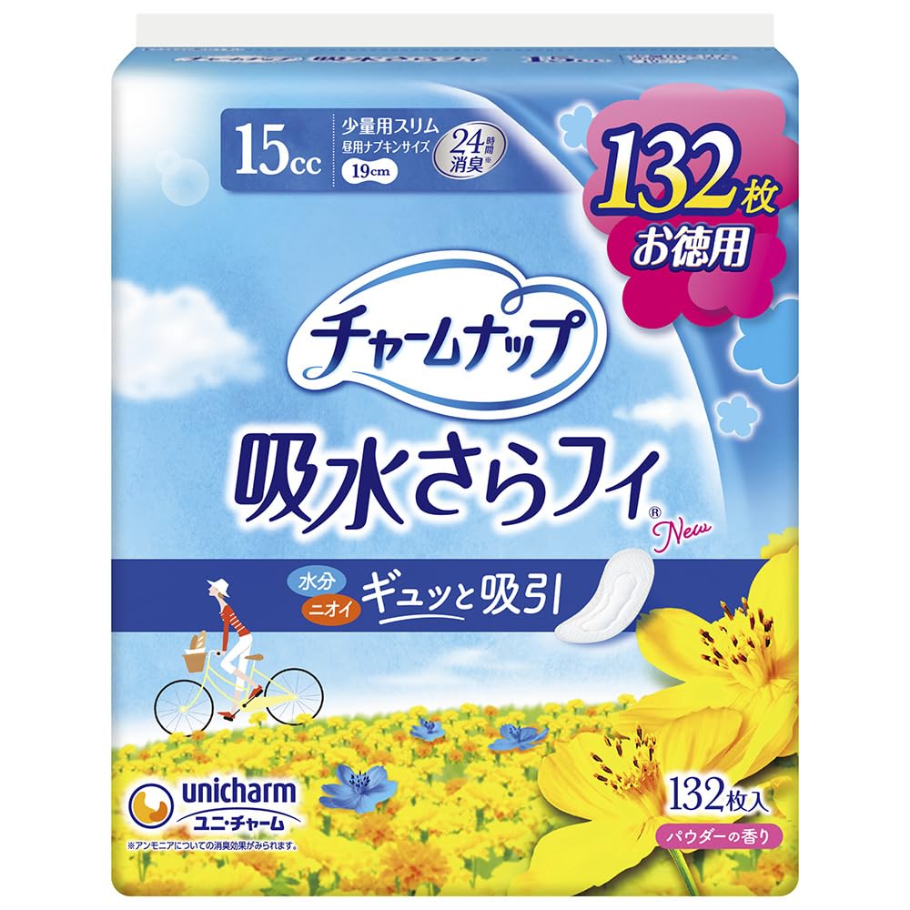 チャームナップ 吸水さらフィ 少量用 羽なし 15cc 19cm 132コ入(尿 吸収ナプキン 尿もれパッド ナプキンサイズ)【軽い尿もれの方】商品画像