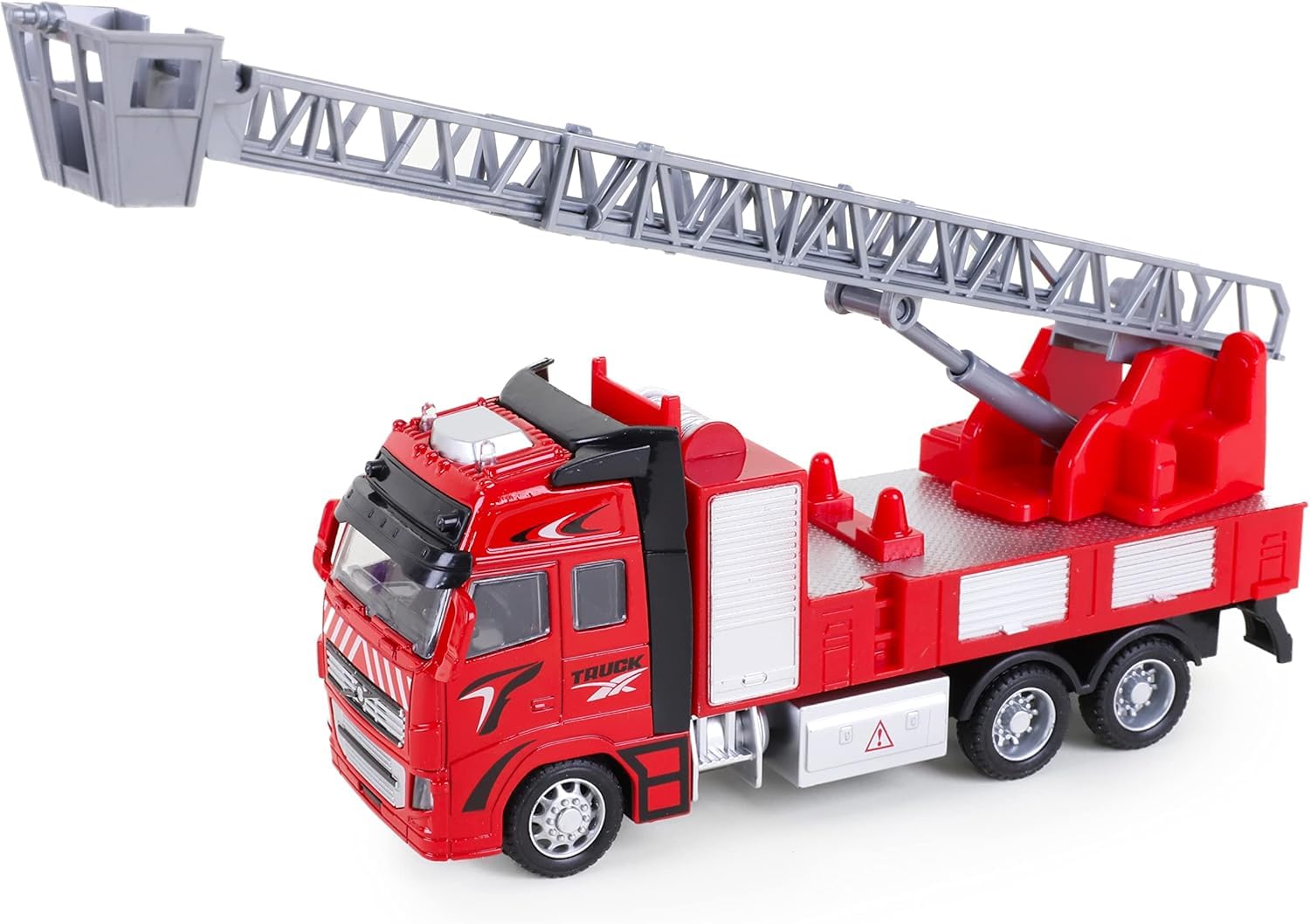 Toyland® 19cm Die Cast Red Pull Back And Go Toy Fire Engine - Emergency Service Vehicles (Extendable Ladder)