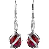 YL Teardrop Dangle Earrings 925 Sterling Silver Infinity Drop Earrings 8x12 MM Birthstone Jewelry for Women