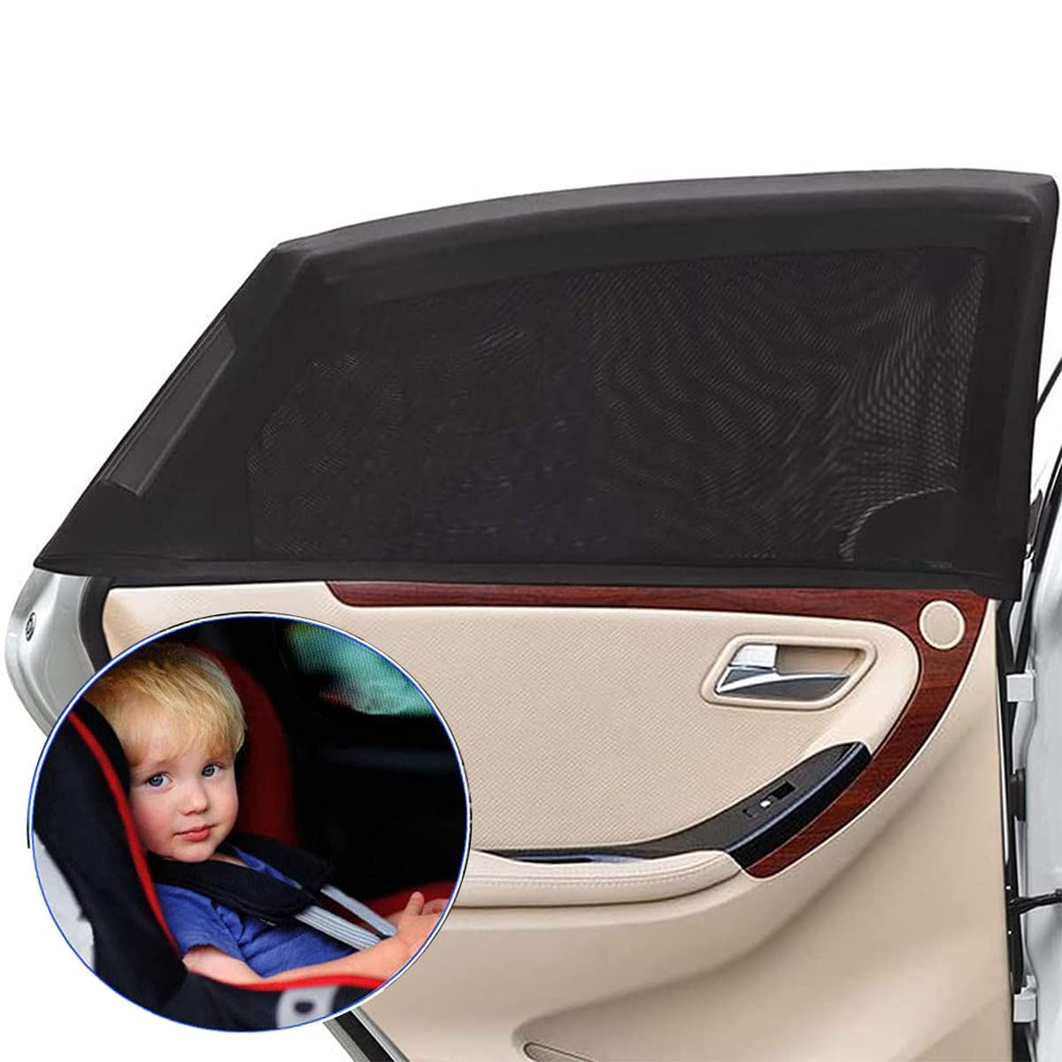 Lerkely Car Window Shades For Baby, UV Sun Protection For Adults & Pets, Fits Most Cars & SUVs (2 Pack)