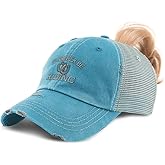 Speedy Pros Ponytail Cap Women's Baseball Cap Embroidered Horseshoes Rather Be Riding Embroidery Cotton