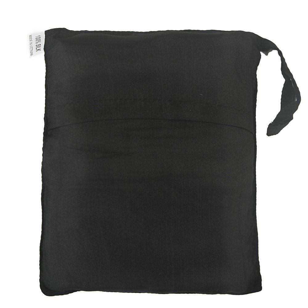 Marycrafts 100% Pure Mulberry Silk Single Sleeping Bag Liner Travel Sheet (Black)