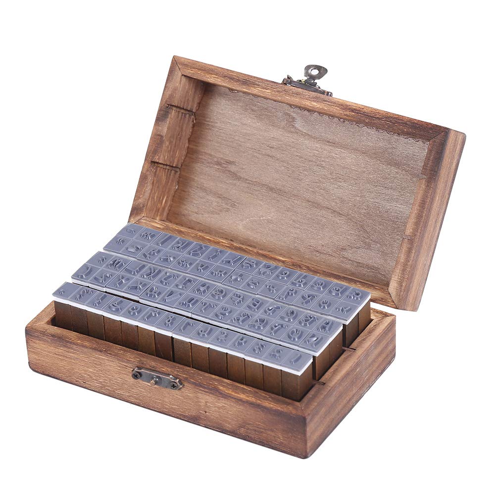 YPSelected Vintage Style Wooden Rubber Alphabet Letters Number Stamps (70pcs Set of Handwriting Style)