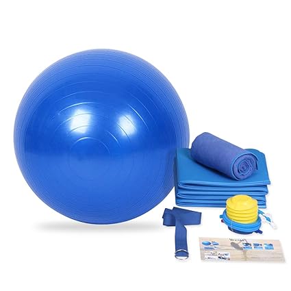 YEVITA Premium Yoga Set Kit 5-Piece 1 Yoga Mat,Yoga Mat Towel, 1 PVC Yoga Balls,Yoga Strap,Yoga Storage Bag, High Density PVC Foam Ball to Support & ...