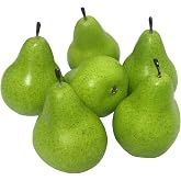 J-Rijzen 6pcs Fake Pears Artificial Fruits Vivid Green Pear for Home Fruit Shop Supermarket Desk Office Restaurant Decorations Or Props (Green)