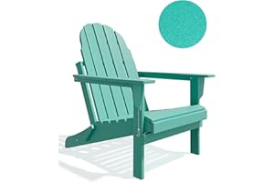 BUPPLEE Folding Adirondack Chair - Durable HDPE Poly Lumber All-Weather Resistant, Foldable Oversized Balcony Porch Patio Outdoor Chair for Lawn, Backyard, Garden, Camping - Easy Installation, Peacock Blue