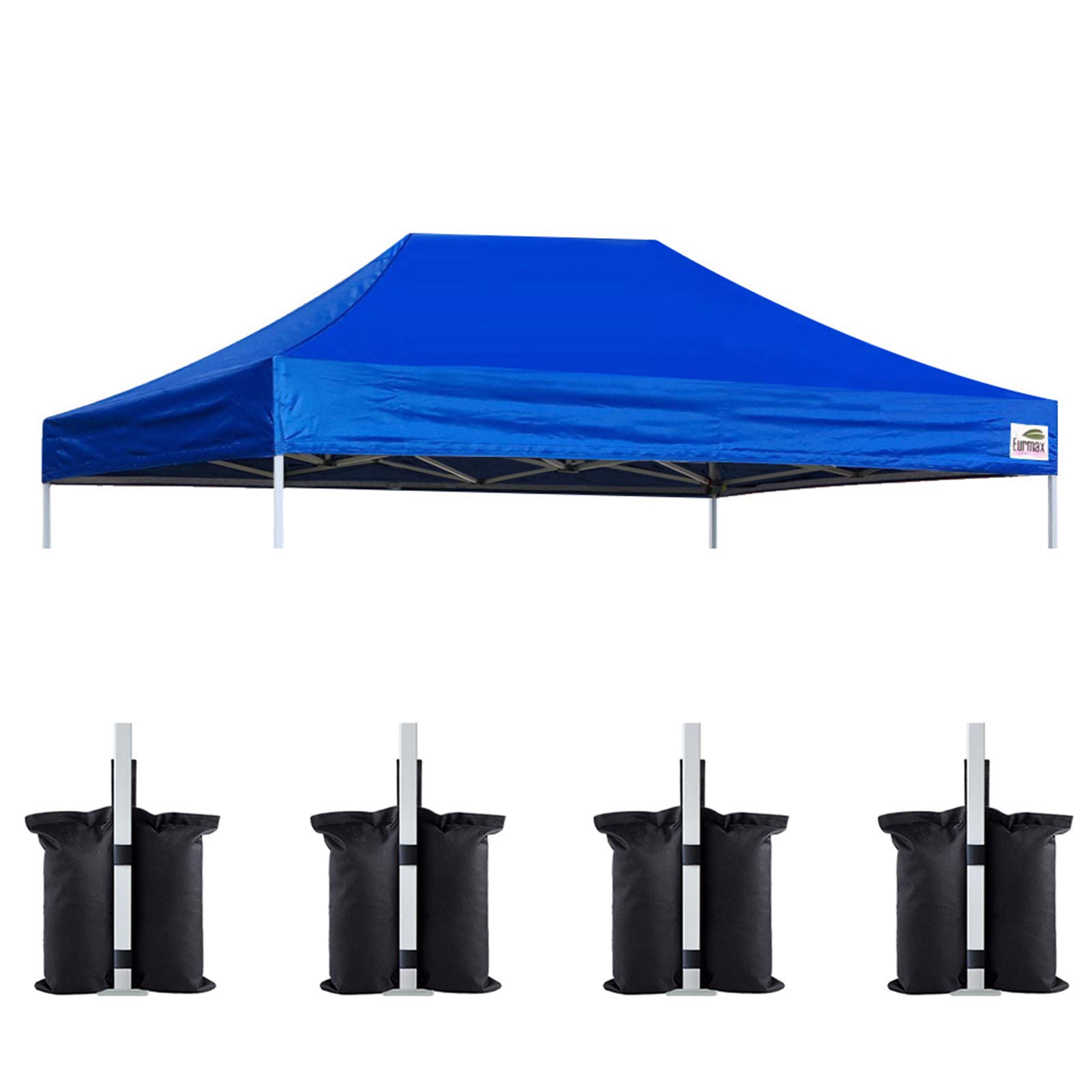Photo 1 of Eurmax USA Pop Up Canopy Top Gazebo Tent Cover Replacement Top Only,Bonus 4PC Pack Weight Bag (10x15, Blue)