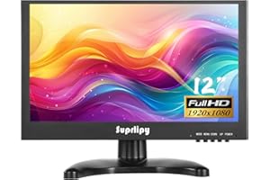Suprlipy 12 Inch Mini Small HDMI Monitor 1920x1080 16:9 IPS Metal Housing LCD Display Screen Support HDMI/VGA/AV/BNC Input Built-in LounSpeakers for PC CCTV Security Camera RasPi