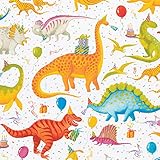 Caspari Partysaurus 30 in. x 5 ft. Wrapping Paper Rolls, 3 Rolls Included