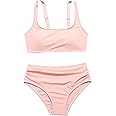 OYOANGLE Girl's 2 Piece Swimsuit Sport High Waist Teen Kids Bikini Set Bathing Suit Swimwear