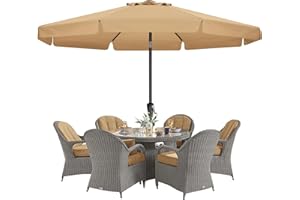 MASTERCANOPY Valance Patio Umbrella for Outdoor Table Market -8 Ribs (11ft,Khaki)