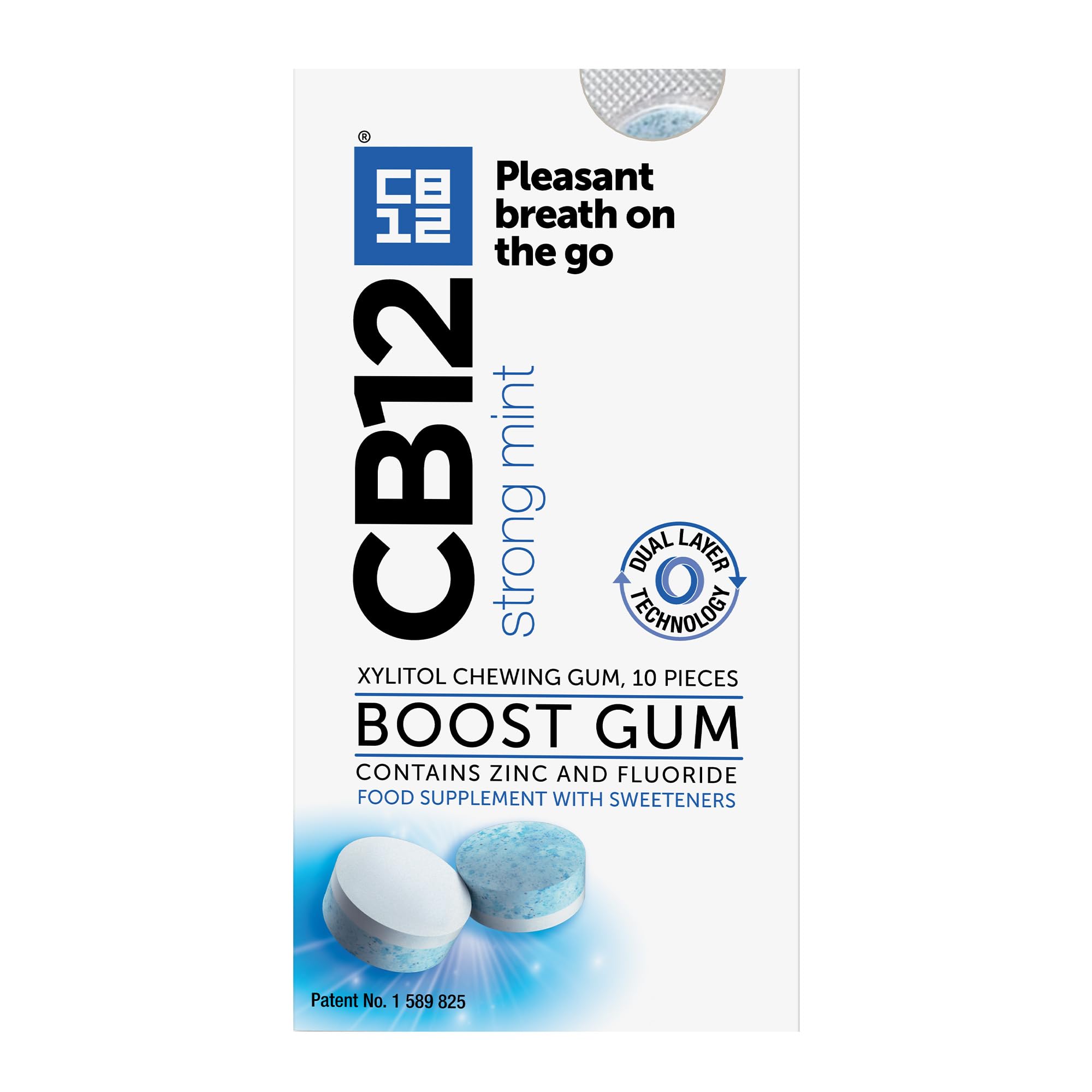 CB12 Boost Chewing Gum – Instant Freshness on the Go, Prevents Bad Breath, Sugar-Free, Cool Mint Flavour – 10 pcs