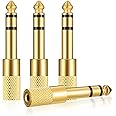 Siyurongg 4 Pcs 6.35mm (1/4 inch) Male to 3.5mm (1/8 inch) Female Stereo Headphone Adapters, 3.5mm/1/8'' Female to 6.35mm/1/4'' Male Stereo Audio Adapter Jack Plug for Headphone, Gold Plate