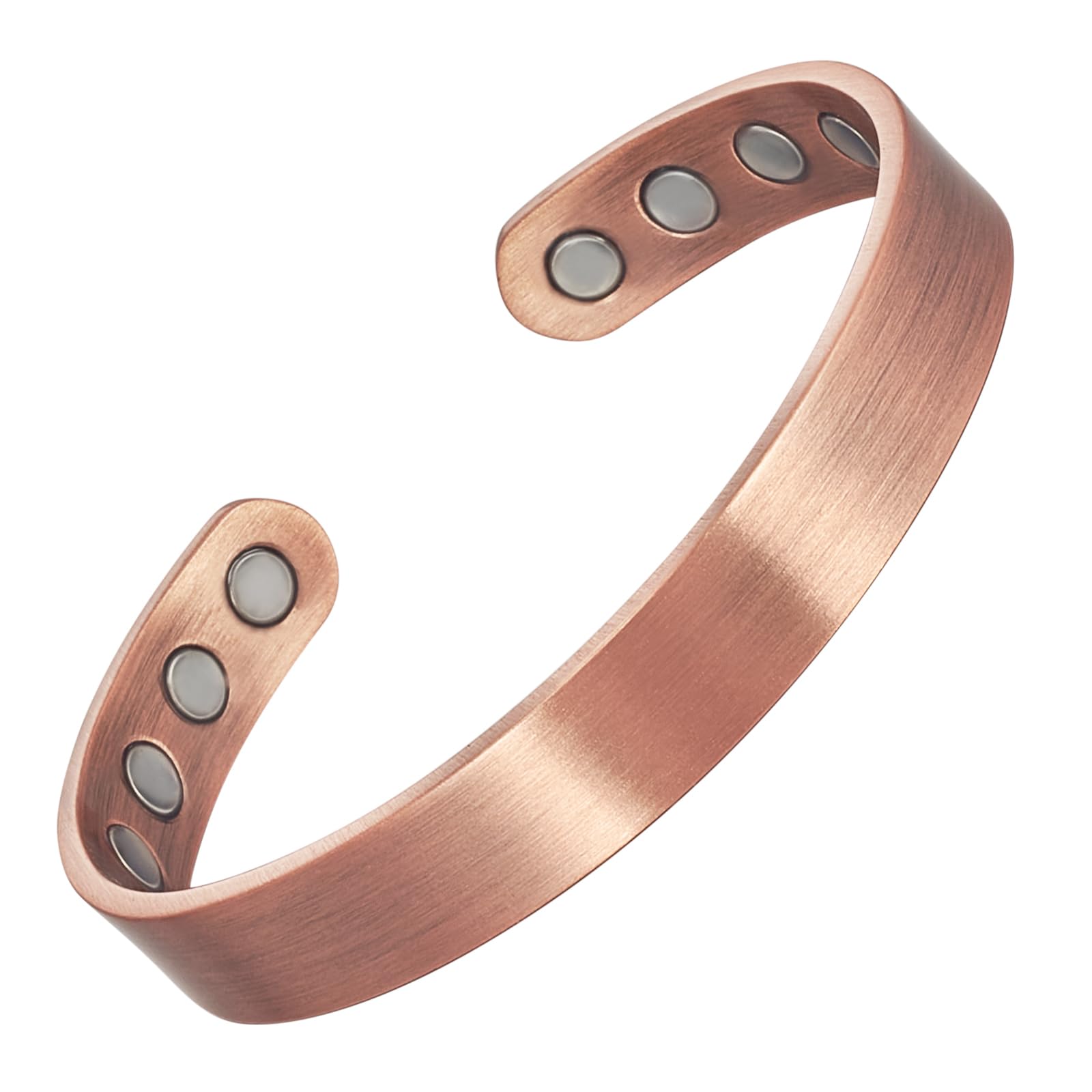 EnerCoppeX 3500 Gauss Bracelet for Men and Women, 99.99% Pure Copper Bracelet, Classic Plane Smooth Design, Including 8 Magnets (A)