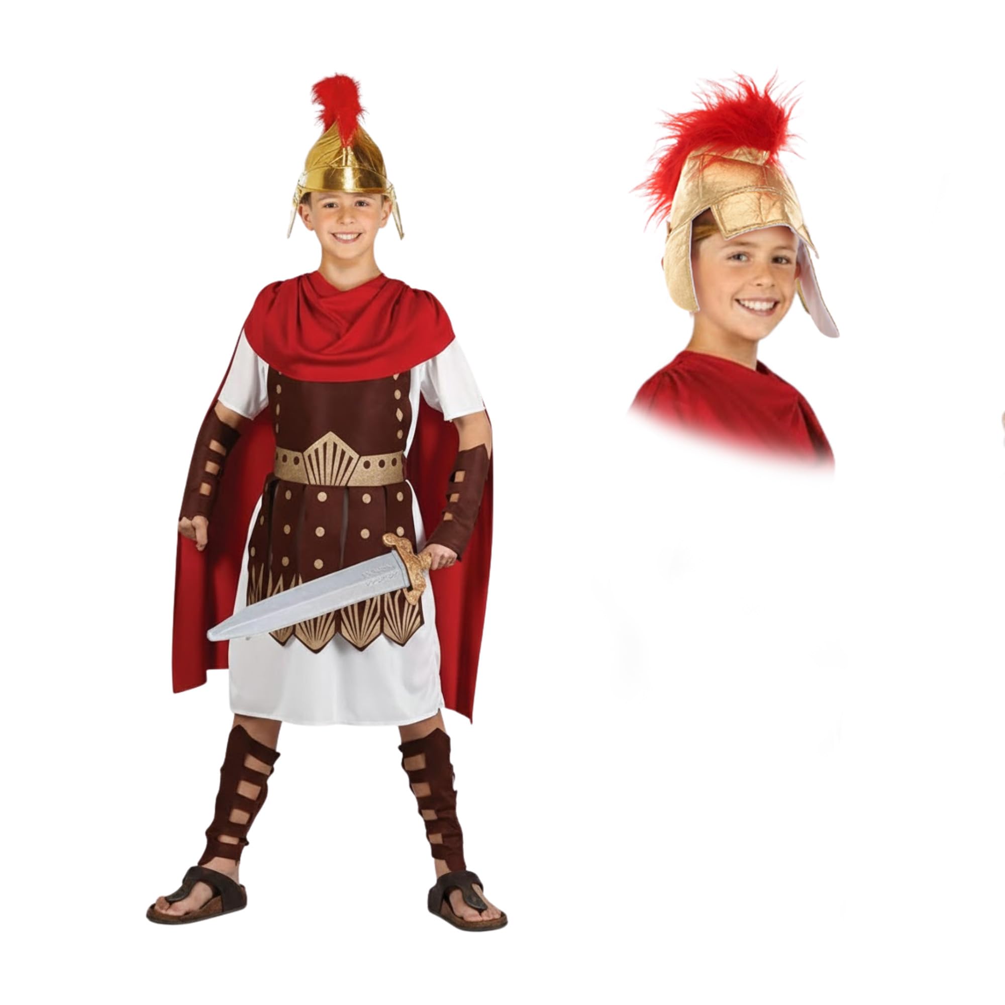 My Illusions Boys Roman Gladiator Costume Kids Centurion World Book Day Fancy Dress Character with Helmet (XL 11-13 Years)