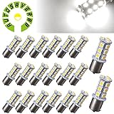 AUTOSAVER88 [20 Pack] Superbright 1156 LED Light Bulb White BA15S 5050 [18 SMD] Car Trailer LED Light 7503 1141 1073