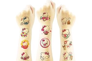 JCQAYB 40pcs Temporary Tattoos for Kids,Hello Cat Kitty Birthday Party Supplies,Kitty Party Favors Fake Tattoos Stickers,Birthday Decorations Party Game Activities Reward Gifts
