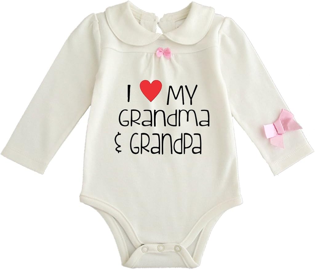 Urequeen Baby Girls I Love my Grandpa Onesie Bodysuit White 9M Amazon