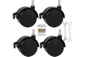 YEWEKE 2" Stem Casters Replacement Casters Threaded Swivel Furniture Caster Wheels with Brakes 100Lbs (5/16-18-Black)