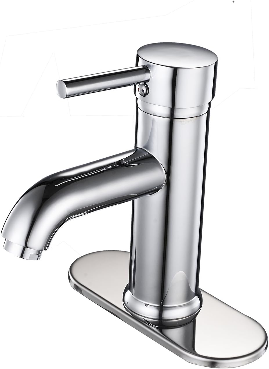 Greenspring Chrome Bathroom Faucet Sink Single Handle Lavatory Vanity Basin Mixer Tap One Hole Supply Line Long Spout Lead-Free - - 