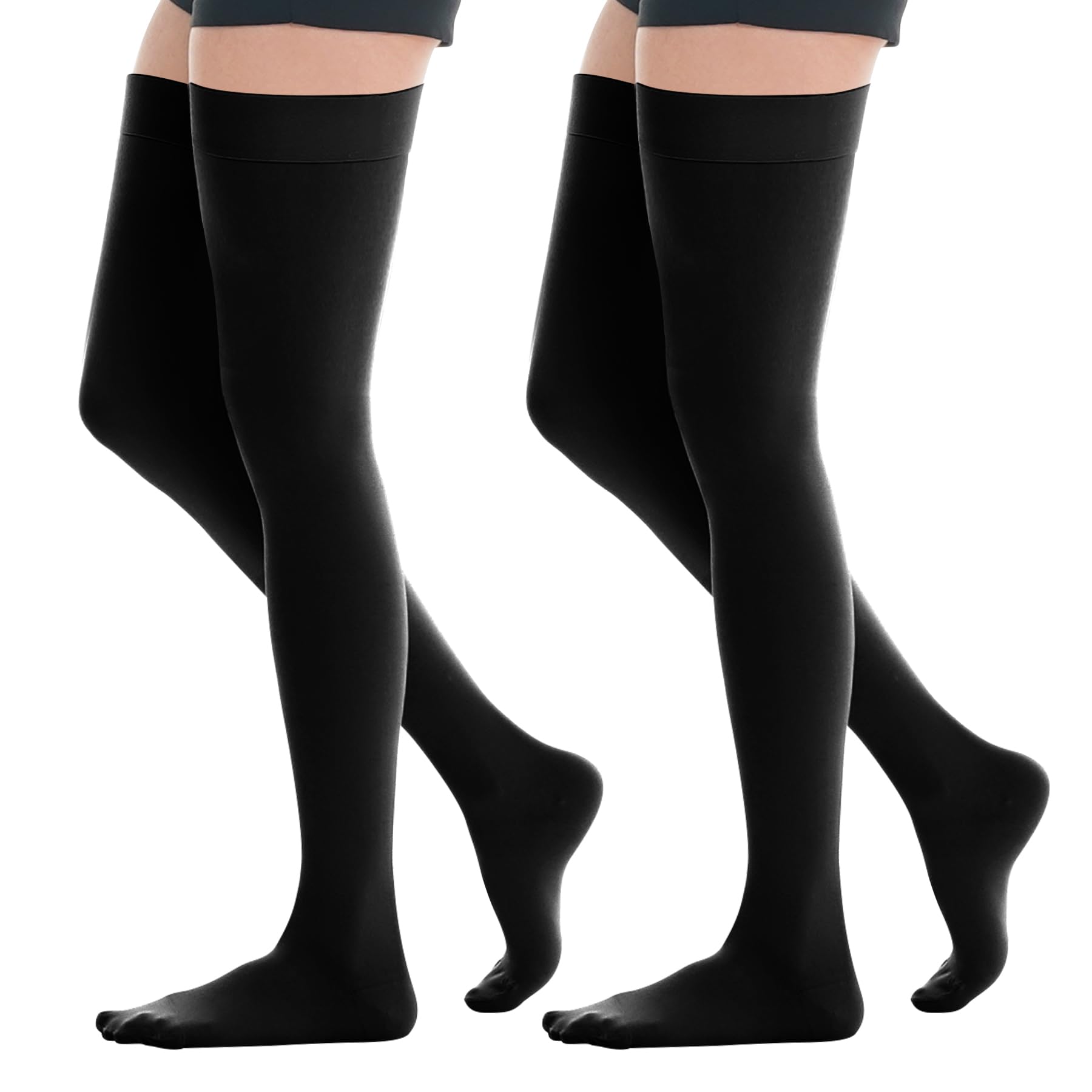 Photo 1 of 2 Pairs Compression Stockings, Thigh High 20-30mmHg Compression Stocking for Women & Men, Closed Toe Medical Compression Socks with Silicone Dot Band-Best Support for Pregnant Varicose Veins