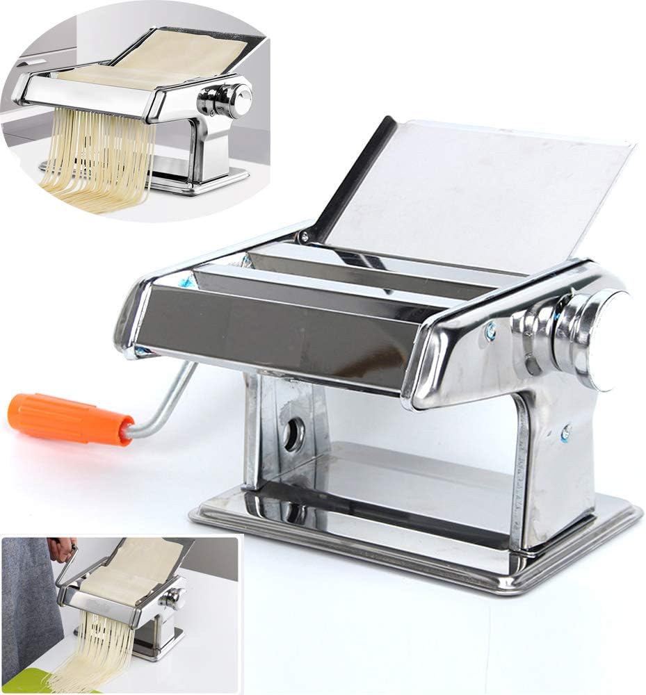 Pasta Maker Machine Hand Crank - Roller Cutter Noodle Makers Best for Homemade Noodles Spaghetti Fresh Dough Making Tools Rolling Press Kit - Stainless Steel Kitchen Accessories Manual Machines