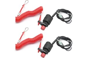 EATAKWARD 2 Pcs Universal Marine Engine Safety Kill Stop Switch, Emergency Tether Kill Switch with Tether Lanyard Cord, Engin