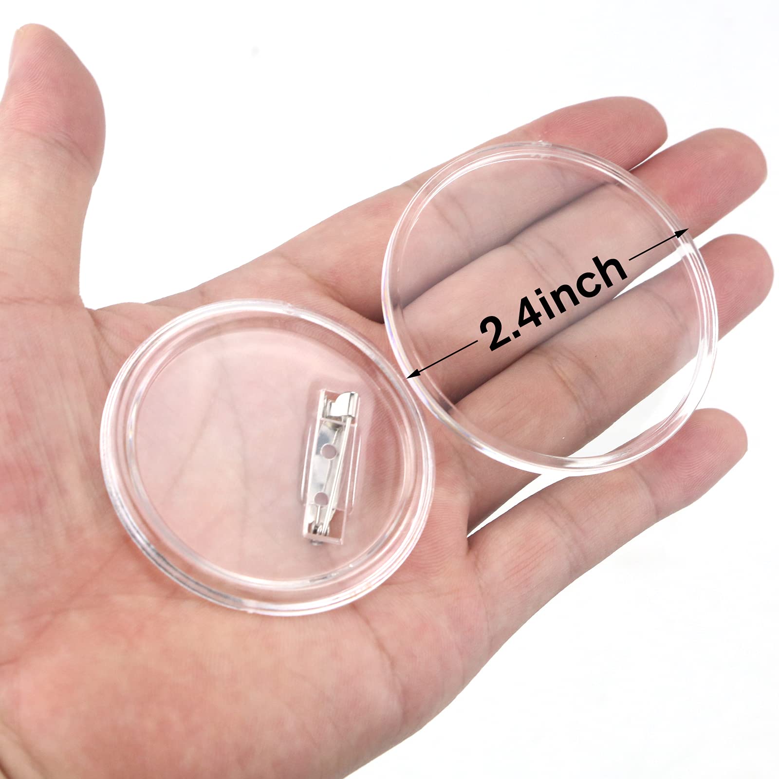 YEXPRESS YEXPRESS 70 Pack Acrylic Design Button Badge, Clear Plastic Craft Kit with Pin for DIY Craft Supplies, 2.4 Inch