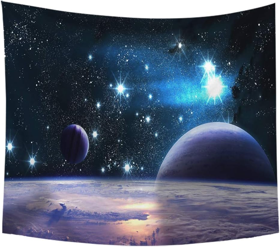 Quzzion Galaxy Stars Space Tapestry Wall Hanging Cosmic Planets Tapestry Psychedelic Outer Space Forest Moutains Universe Tapestry for Bedroom Living Room Dorm (Style 2,39.3 × 27.5 inches)