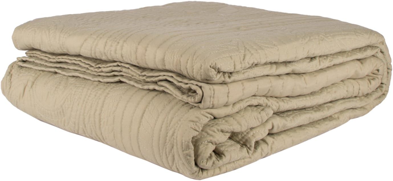 French Tile Quilted Bedspread in Sage, Full Size Bedspread