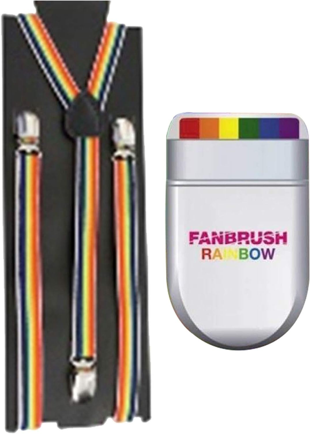 labreeze Adults Rainbow Printed Braces with Fan Brush Make Up Gay Pride Fancy Dress