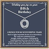 PAERAPAK Birthday Gifts for Women, Sterling Silver Chain Circles Necklace 30th 40th 50th 60th 70th 80th 90th Birthday Necklace for Her Woman 30 40 50 60 70 80 90 Years Old Birthday Gifts for Women