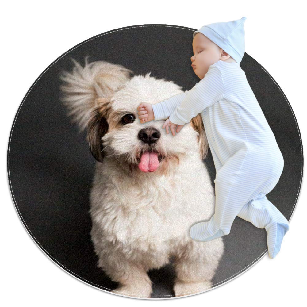 Schöner weißer Hund Kinderbodenspiel Mat Runde weiche moderne Teppiche